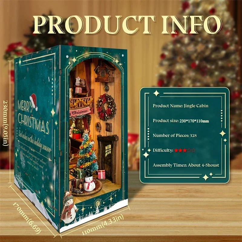 Diy Wooden Book Nook Kit Shelf Insert - رف كتب خشبي صغير للديكور المنزلي