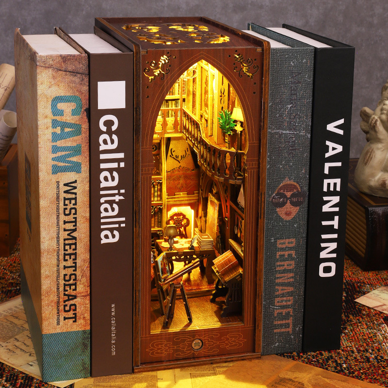 رف كتب خشبي إبداعي للتركيب الذ - مراجعة Diy Wooden Book Nook Kit Shelf Insert وسعره