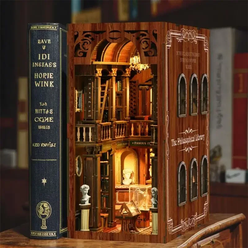 مجموعة نموذج مصغر لرف الكتب ال - مراجعة Diy Wooden Book Nook Kit Shelf Insert وسعره