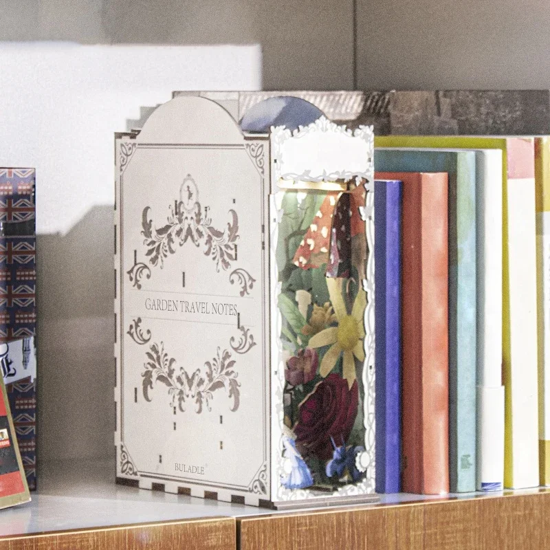 حديقة السفر الدفتين رف الكتب د - مراجعة Diy Wooden Book Nook Kit Shelf Insert وسعره